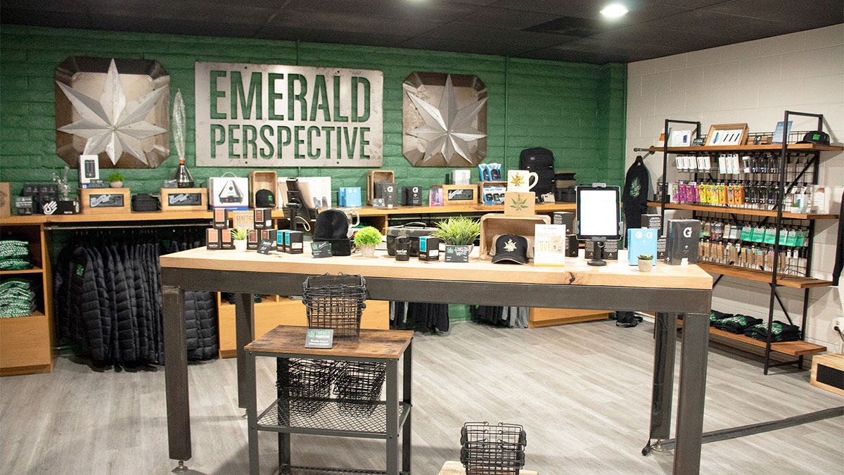 Interior of Emerald Perspective store where they sell Moorpark CBD Tinctures.