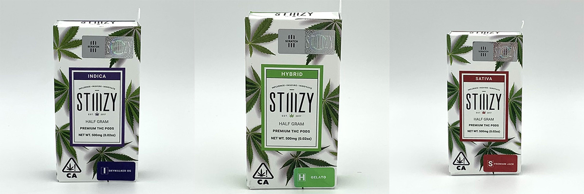 Three vape pods for Carpinteria Stiiizy delivery service.